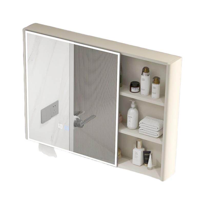 不锈钢智能美妆架储物镜柜带纸巾孔简约挂墙式收纳单独一体置物柜