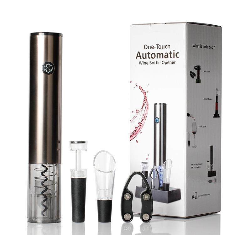 自动红酒启瓶器商用礼品充电葡萄酒开瓶器底座款六件套