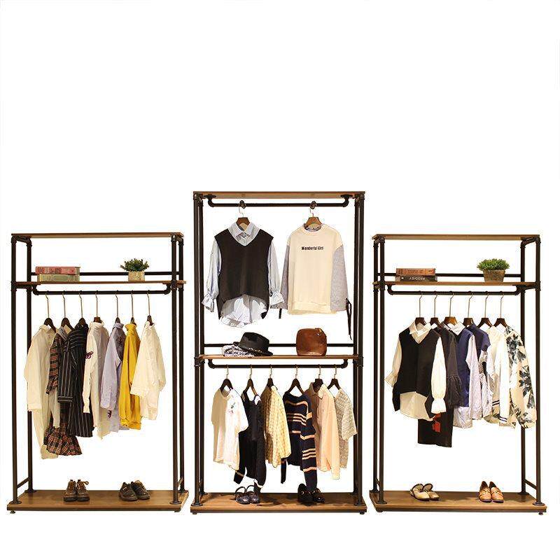 美式loft工业风落地式衣架个性男女服装店挂衣架复古陈列展示架