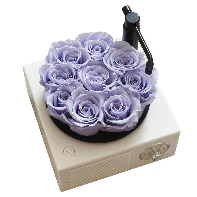 永生花留声机玫瑰花音乐盒干花礼盒成品蓝牙音箱情人节礼物