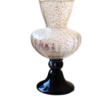 中古芬顿洒金琉璃花瓶高脚杯法式高级感艺术风灯花器水养插花摆件