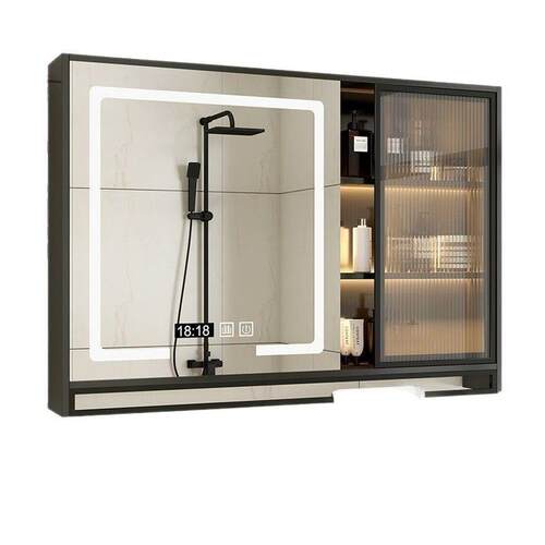 卫生间智能浴室镜柜挂墙式带灯防雾实木单独卫生间镜子收纳柜一体