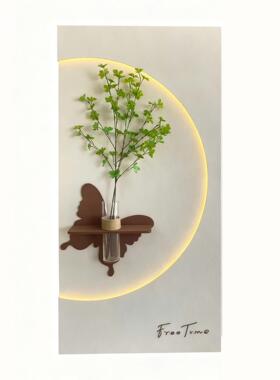入户玄关高级感挂画奶油风客厅装饰画水培绿植挂画创意氛围灯光画