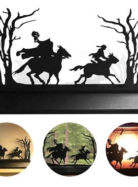 新款美式无头骑士人物剪影金属装饰黑色木摆件万圣礼品工艺品