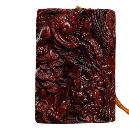 印尼紫檀貔貅牌规格7×10挂牌挂件雕刻挂饰文玩挂件饰品厂家