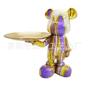 网红流体暴力熊托盘树脂胚体积木熊涂鸦落地存钱罐收纳摆件
