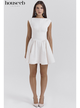 House of CB 秋冬款优雅知性白色小袖露背迷你连衣裙Enchant