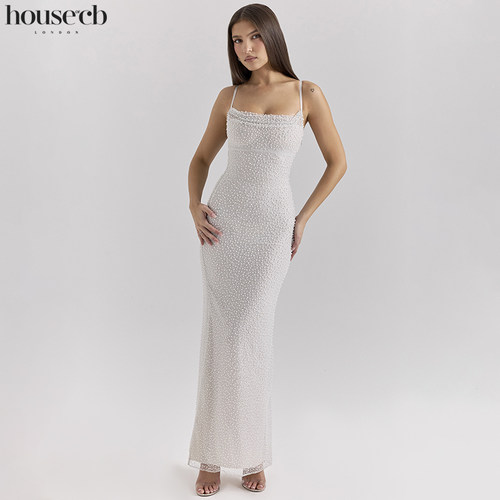 HouseofCB轻奢珍珠装饰连衣裙