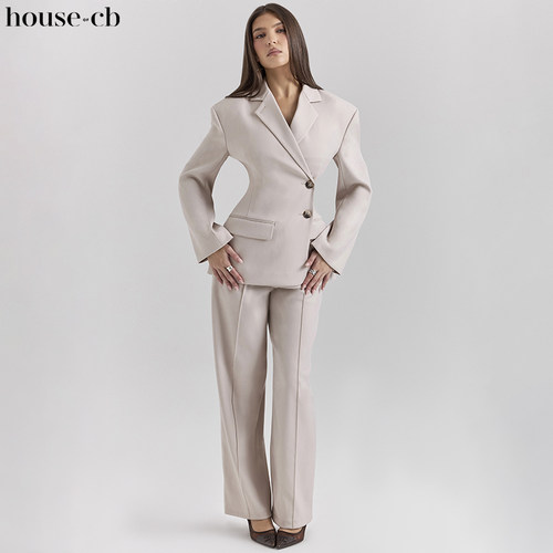 HouseofCB高腰阔腿西装裤