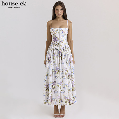 HouseofCB田园风印花长连衣裙