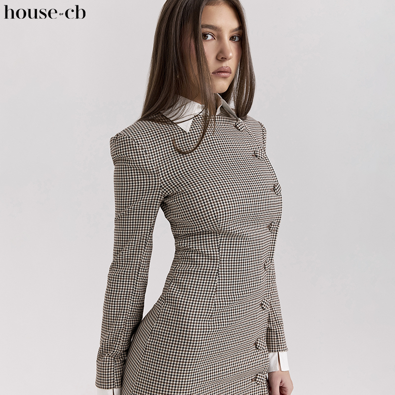 HouseofCB通勤小格子紧身短裙