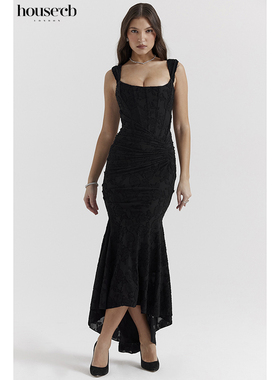 House of CB 显气质优雅束腰花卉超长鱼尾连衣裙Cesca