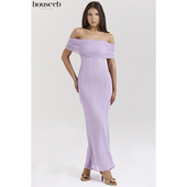 House 优雅显身材兰花紫针织超长连衣裙Micah