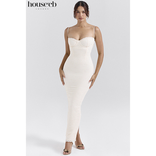 优雅收腰奶油色蕾丝中长连衣裙Elinor House