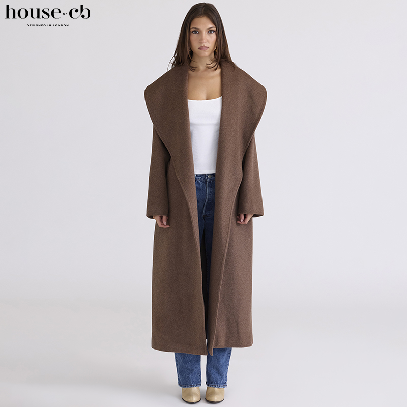 HouseofCB百搭羊毛披肩领大衣