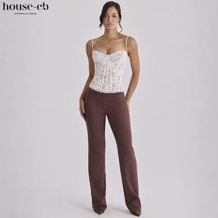 Chiara CB百搭棕色直筒长裤 House