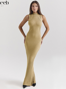 House of CB 千金风金属螺纹超长连衣裙Emmie