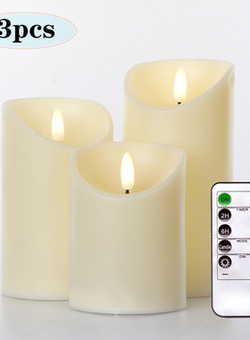 3Pcs/Set Remote Control LED Flameless Candles Battery Realis