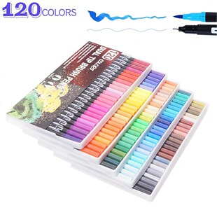 12/48/60/72/100/120 Colors FineLiner Dual Tip Brush Art Mark