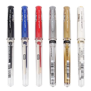 Pen Ball 153 Uni White Black Broad Red Signo Blue Gel