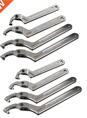Chrome Vanadium Adjustable Hook Wrench Spanner Round Square