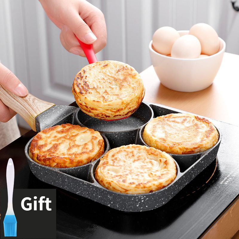4-hole Omelet Pan Frying Pot Thickened Non-stick Egg Pancake - 实物图