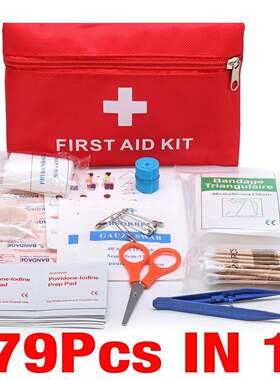 79pcs Mini Safe Camping Hiking Car First Aid Bag Kit Medical