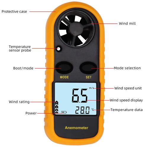 Digital Anemometer 0-30m/s Wind Speed Meter Mini Air Velocit