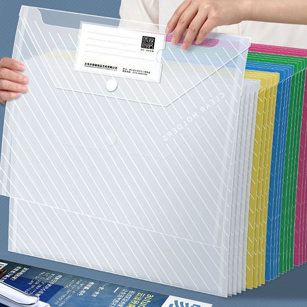 12pcs/set Color Transparent Plastic A5 Folders File Bag Docu