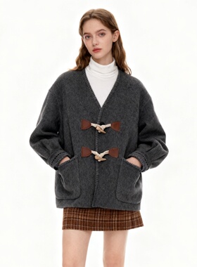 LOLO MIRIAM25冬羊毛双面毛呢外套短款深灰色秋冬33128A004