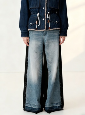 LOLO MIRIAM | 25秋 牛仔裤显瘦裤子长裤拼色复古做旧313W7N004