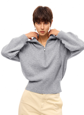 LOLO MIRIAM25冬坑条拉链毛衣针织高领短款外套831283080301