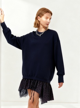 LOLO MIRIAM25秋冬复古拼接卫衣下摆小众早秋慵懒203127W001