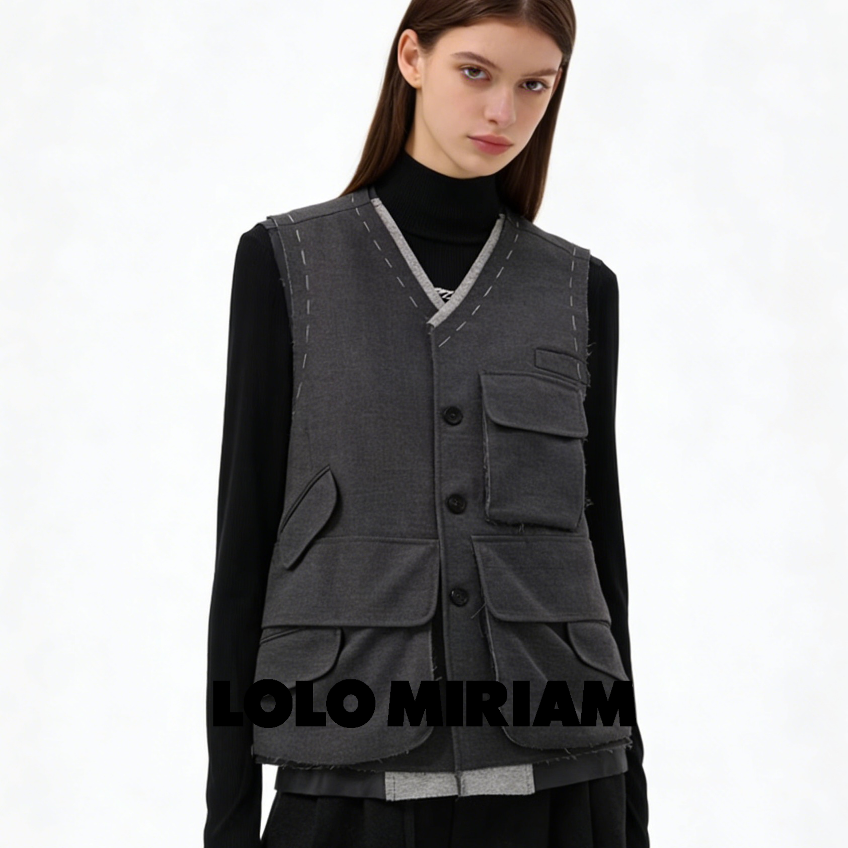 LOLO MIRIAM | 26春 马夹复古双层西装马甲外套叠穿水洗313W7A012