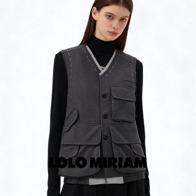 LOLO MIRIAM | 26春 马夹复古双层西装马甲外套叠穿水洗313W7A012