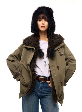 LOLO MIRIAM25冬纯色扣中长款工装羽绒外套派克服431283971006