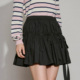 希凯驰25秋半身裙女黑色短款 抽褶飘带31627Q1Z1001