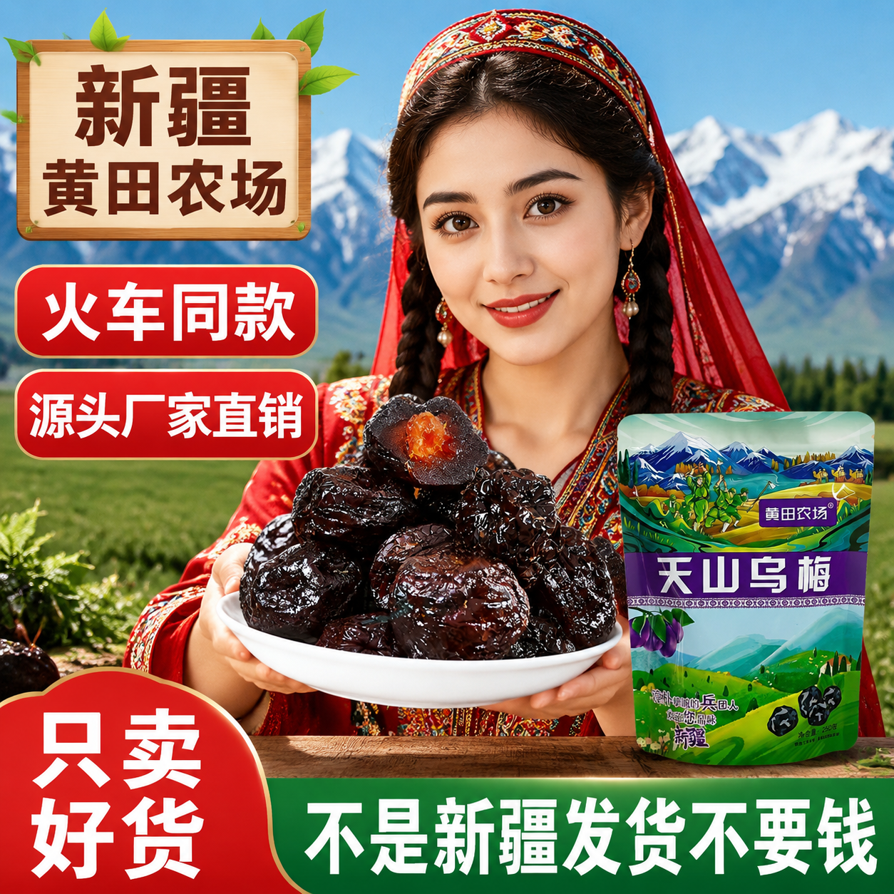新疆特产新疆天山乌梅干果脯蜜饯大乌梅天山梅干火车同款休闲零食