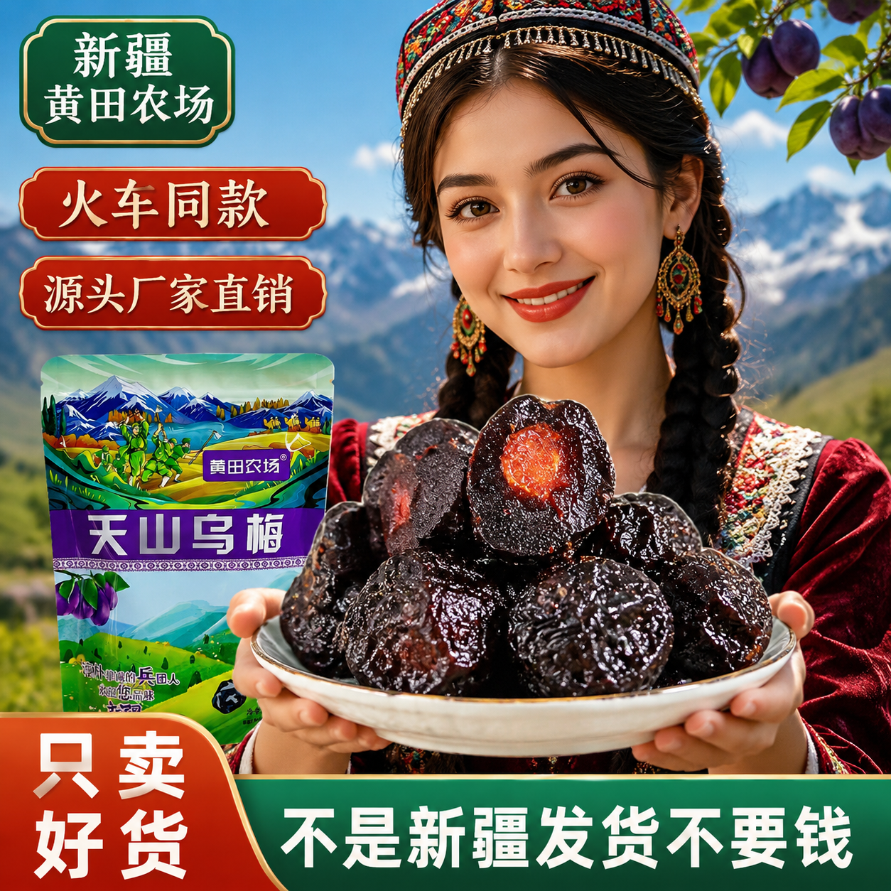 新疆特产新疆天山乌梅干果脯蜜饯大乌梅天山梅干火车同款休闲零食
