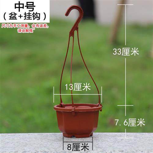 极速塑料迷你花盆多肉情人泪佛珠种植花卉小八角吊篮子砖红色