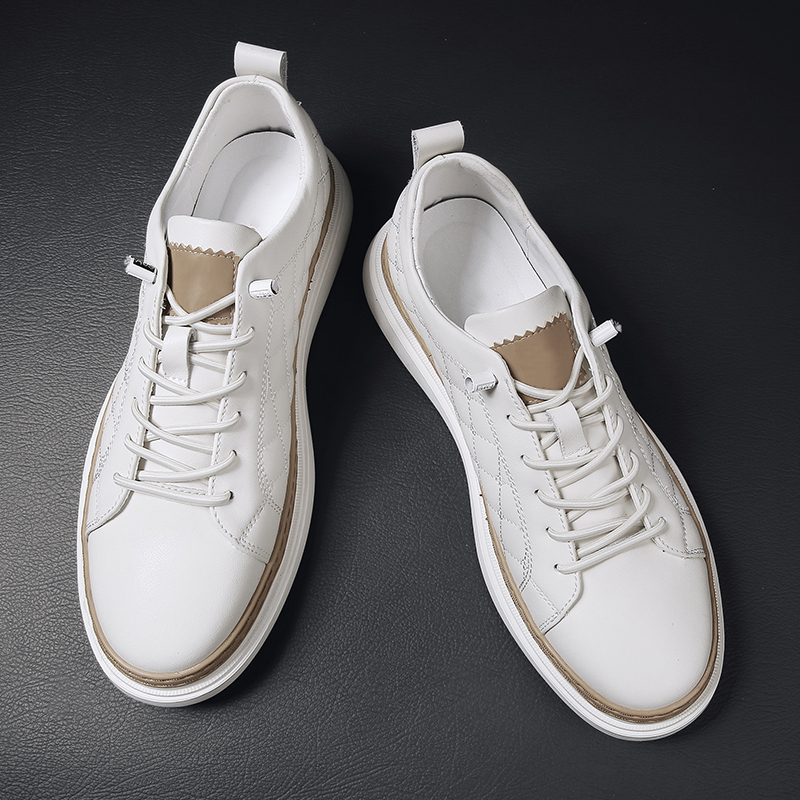 极速New Men's Genuine Leather Casual Shoes Fashion Mens Snea