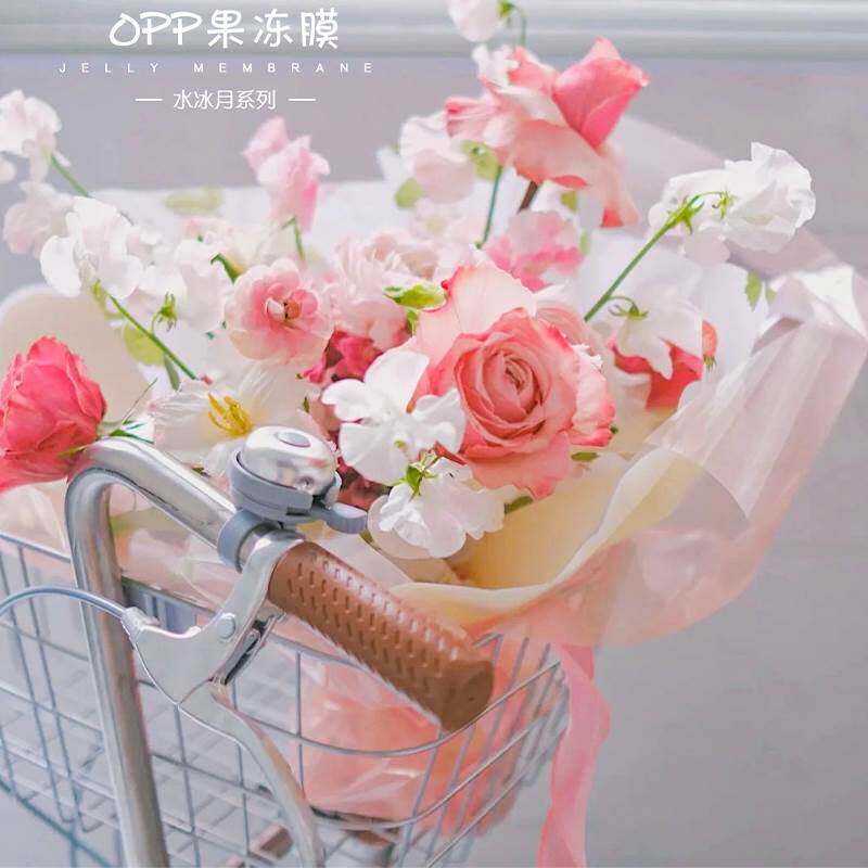 极速新疆西藏包邮彩色玻璃纸水晶OPP果冻膜防水透明鲜花包花纸花
