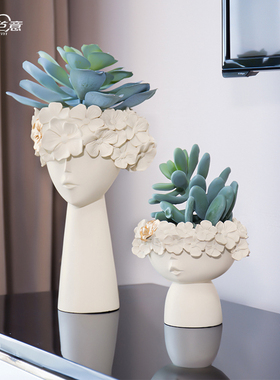 摆件家居饰品北欧客厅电视柜绿植创意摆设现代简约个性人物装饰品