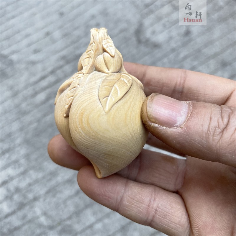 小叶黄杨木雕刻工艺实木手把件把玩精品文玩礼品吉祥寿桃挂件装饰