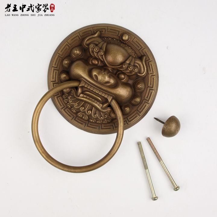 好货中式仿古大门环纯铜拉手兽头复古建别墅黄铜狮头铺首全铜拉环