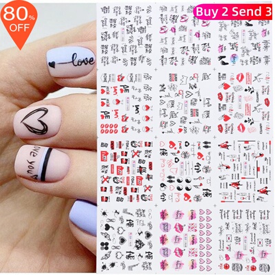 好货12pcs Valentines Manicure Love Letter Flower Sliders for