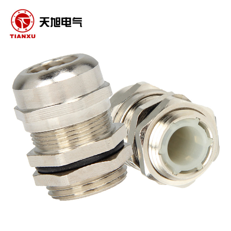 好货M型铜镀镍金属电缆防水接头IP68电线密封连接器快速对插固定