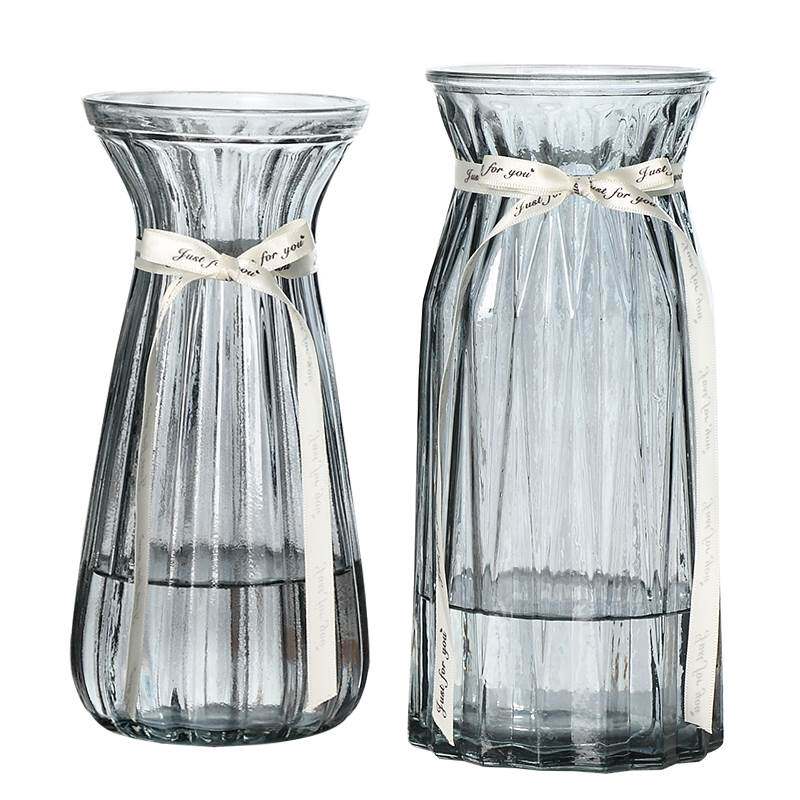 极速新疆西藏包邮【二件套】大号简约玻璃花瓶透明彩色水培植物富