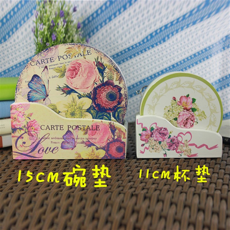 好货欧式厨房餐桌垫耐热杯垫盘子垫子木质隔热垫碗垫家用6片装送