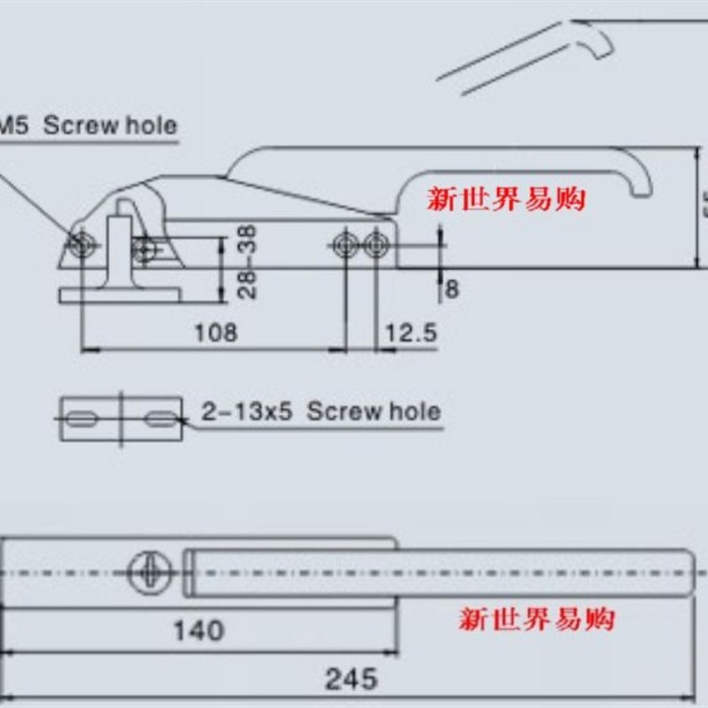 依诺 冰库门锁 冷藏库拉手锁冰柜门锁 铰链烘箱把手冷藏库把手YL-
